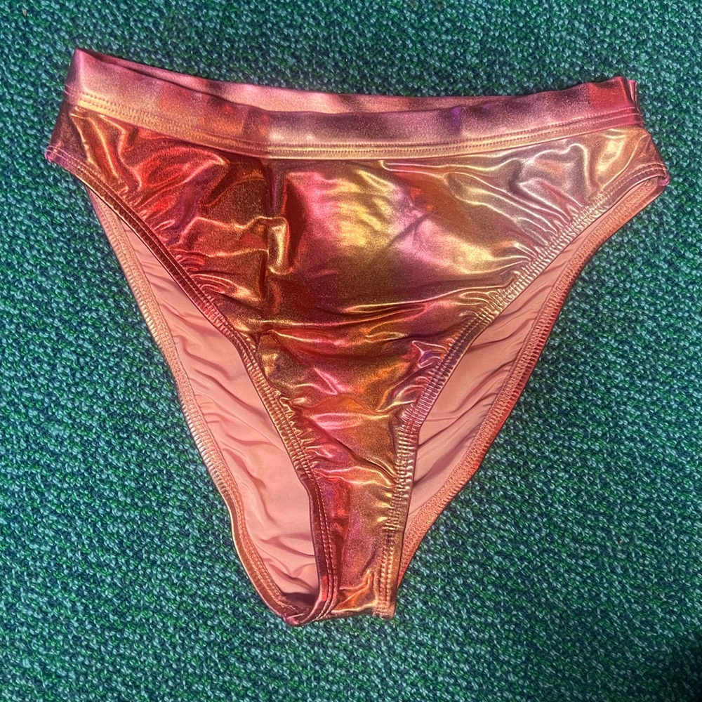 High Waist Dippin Daisys Holographic Coral Swim Bottoms